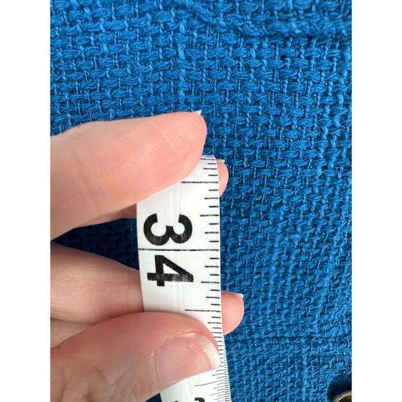 Chicos Jacket Coat Womens XL 3 Blue Peacoat Tweed Long Office Gold Button - Picture 7 of 7